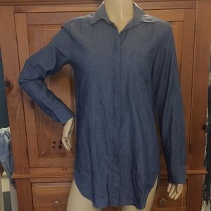Ann Taylor Chambray Button Down Shirt Denim Look